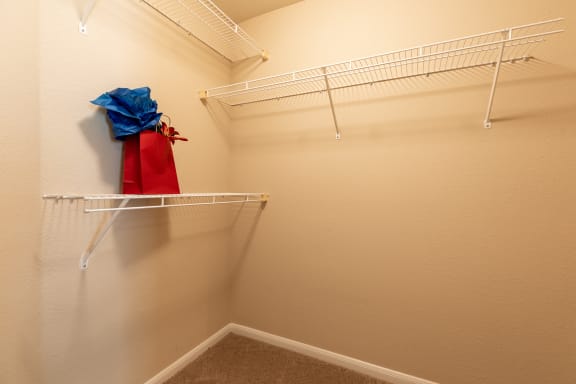 primary bedroom closet within two bedroom apartment at Wade Crossing Apartment Homes , Frisco, Texas, 75035