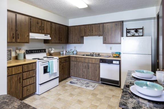 Kitchen appliances at Cloverset Valley Apartments, Missouri