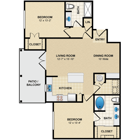 2 bedroom, 2 bathroom at Avignon Apartment Homes, Olathe, KS, 66062
