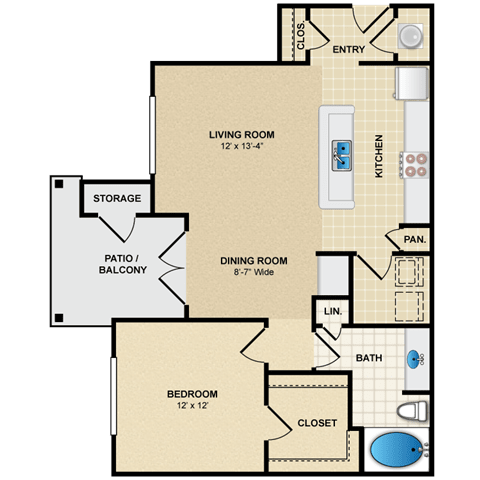 1 bedroom, 1 bathroom at Avignon Apartment Homes, Kansas