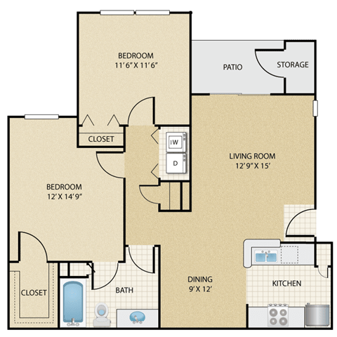 2 bedroom, 1 bathroom at  Stonepost Lakeside Apartments , Olathe, Kansas