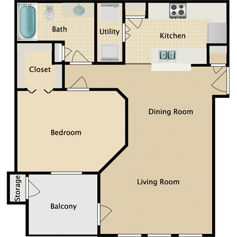 1 bedroom, 1 bathroom at Stonebriar Apartments, Overland Park, Kansas