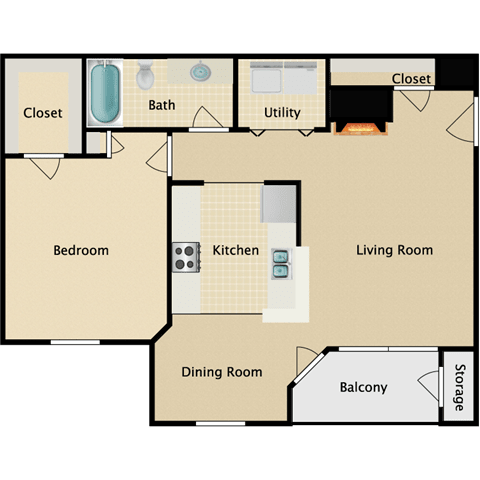 1 bedroom, 1 bathroomat Stonebriar Apartments, Overland Park
