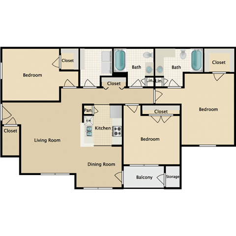3 bedroom, 2 bathroom at Stonebriar Woods Apartment Homes, Overland Park, KS, 66213