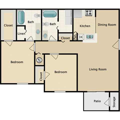 2 bedroom, 2 bathroom at Stonebriar Woods Apartments, Kansas