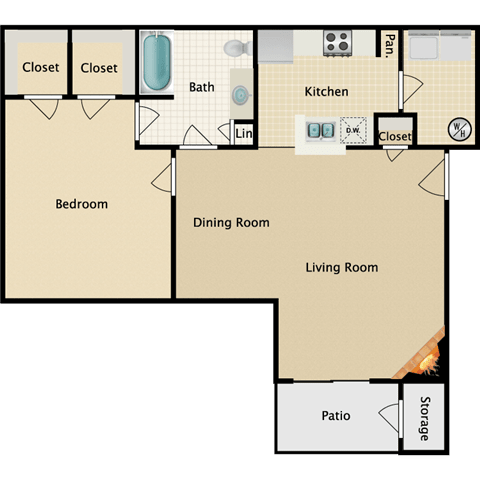1 bedroom, 1 bathroom at Stonebriar Woods Apartments, Kansas, 66213