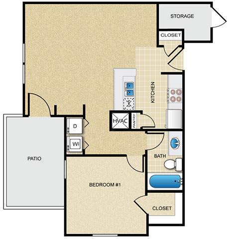 1 bedroom, 1 bathroom at  Wade Crossing Apartment Homes , Frisco