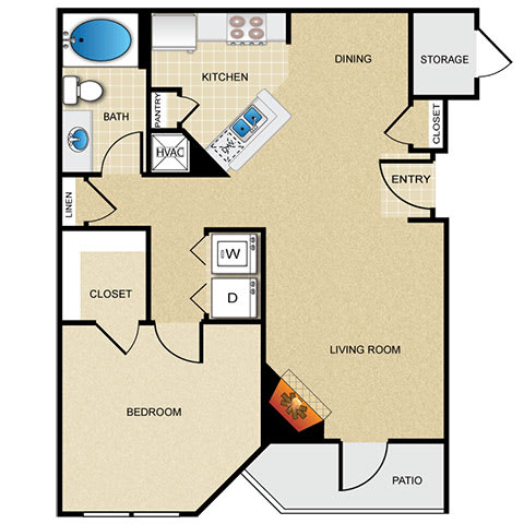 1 bedroom, 1 bathroom A at Wade Crossing Apartment Homes , Texas