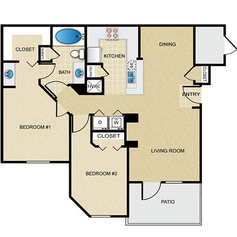 2 bedroom, 1 bathroom at Wade Crossing Apartment Homes , Texas 75035