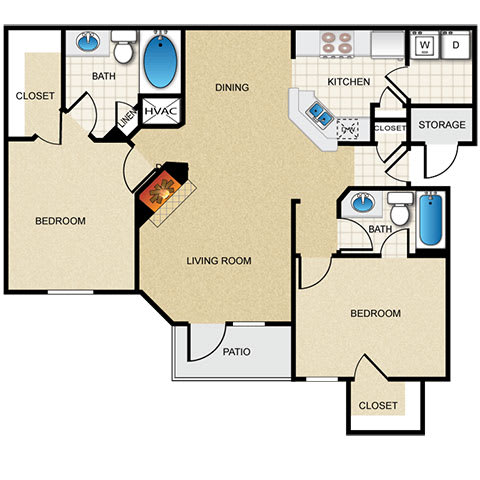 2 bedroom, 2 bathroom at Wade Crossing Apartment Homes , Texas 75035