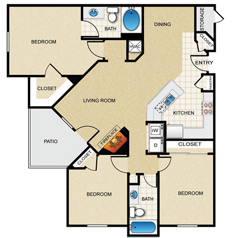 3 bedroom, 2 bathroom at  Wade Crossing Apartment Homes , Frisco, 75035