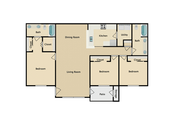 3 bedroom, 2 bathroomat Stonebriar Apartments, Overland Park, 66213