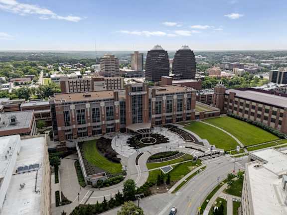 Aerial view of St. Luke’s Hospital located near The Dorset community in Kansas City