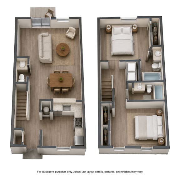 2 Bedroom, 2.5 Bathroom Townhome for rent at Fords Pointe