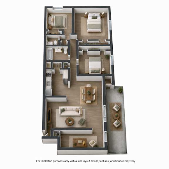 3 Bedroom, 1.5 Bathroom with Den apartment for rent at The Palms on Virginia Beach Blvd in Virginia Beach