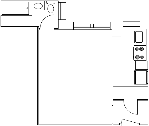 a floor plan of a room with a bed and a desk