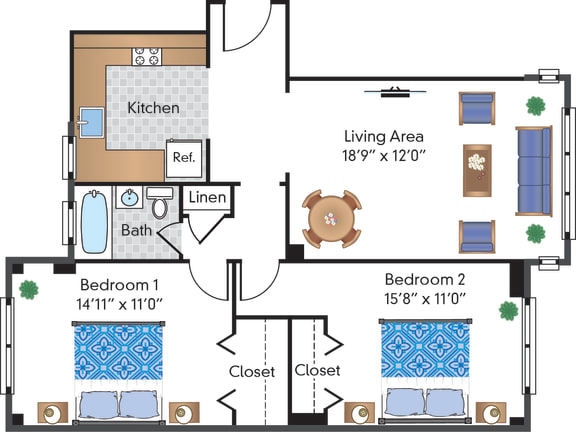 Floor Plan  Renovated Two Bedroom