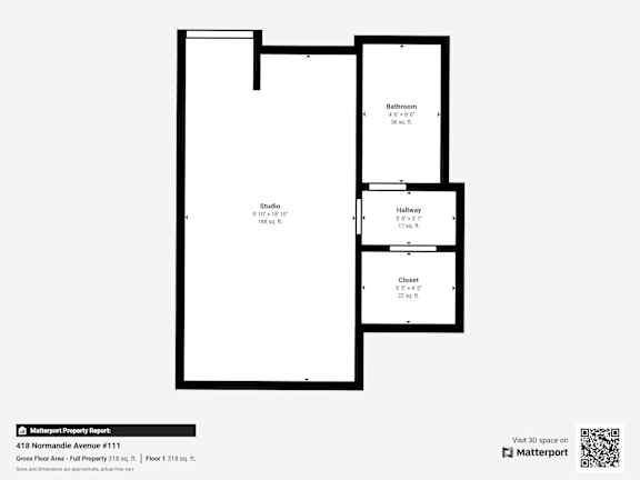 A floor plan of an apartment at 418 Normandie Avenue #111.