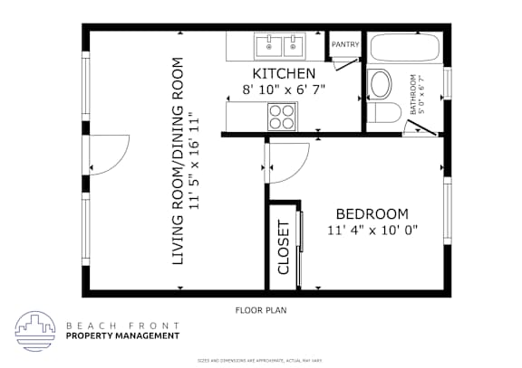 A floor plan for a living room, dining room, kitchen, and bedroom.
