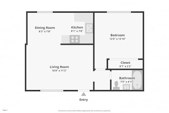 a floor plan of a unit with a bedroom and a living room