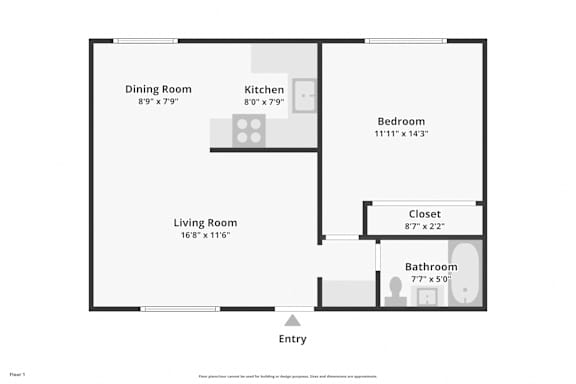 a floor plan of a studio apartment with a living room and a dining room