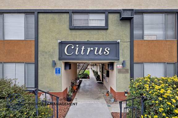 The entrance to the Citrus apartment complex.
