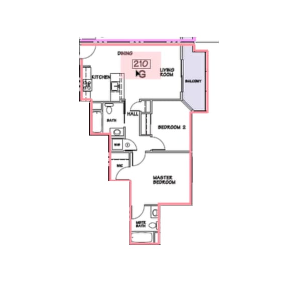 A floor plan of a home with a living room, dining room, kitchen, and three bedrooms.