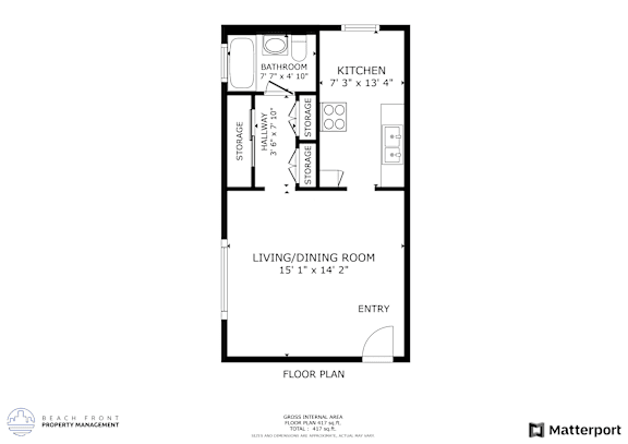 Floor Plan  this floor plan is an approximation of a 1 bedroom floor plan