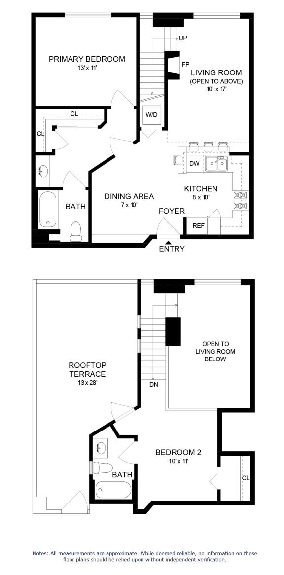 a floor plan of a house with two bedrooms and a living room