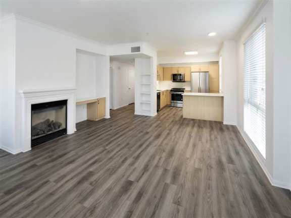 Hardwood floors in living room  at 1724 Highland in Hollywood, CA
