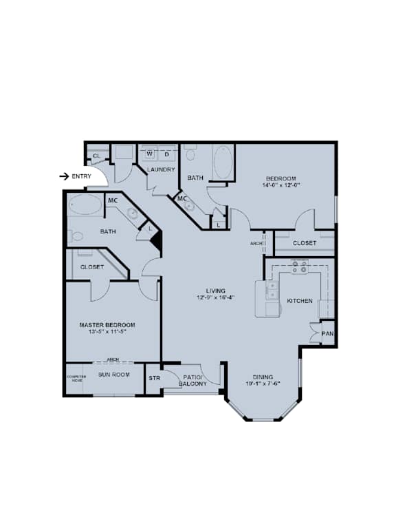A floor plan of a house with a master bedroom and a living room.