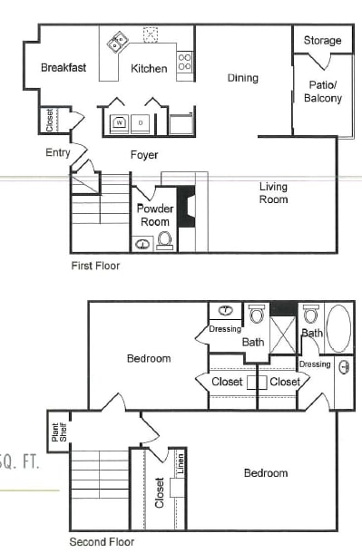 the floor plan of the two floor house plans with bedrooms and baths