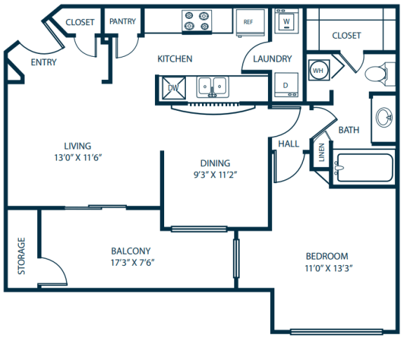 a floor plan of a house with a kitchen and a living room