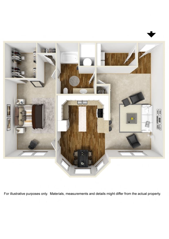 one bedroom apartment floorplan