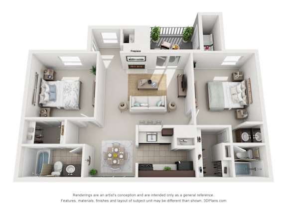 A 3D floor plan of a house with rooms labeled.