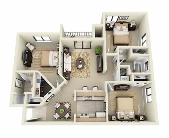 a floor plan of a house with a bedroom and a living room