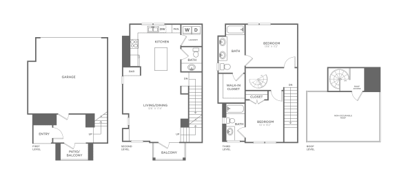 a floor plan of three different floor plans of a house