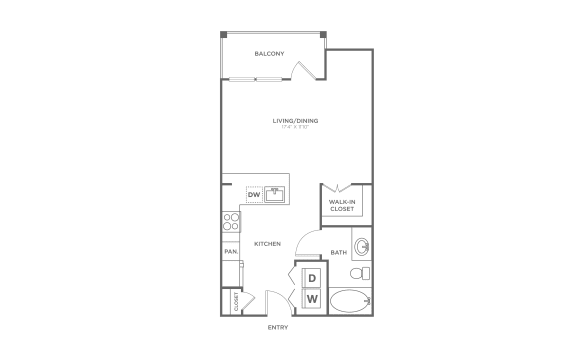 a floor plan of a 1 bedroom floor plan
