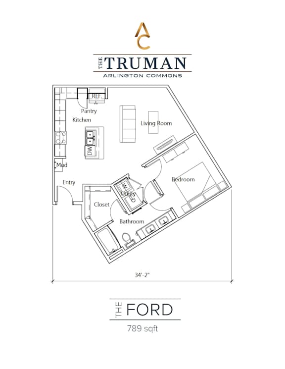 A floor plan for a home by The Truman Arlington Commons.