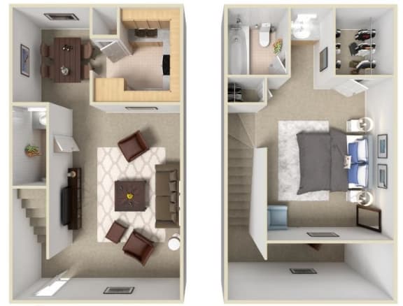 a floor plan of a two story apartment