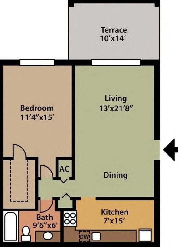 the floor plan of a house with a bedroom and a living room