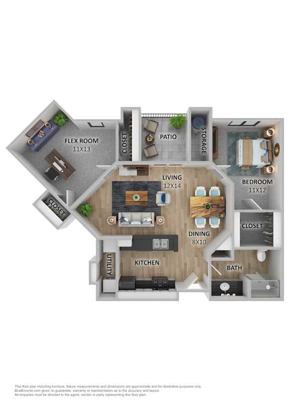 A floor plan of a house with a living room, kitchen, dining room, bedrooms and bathrooms.