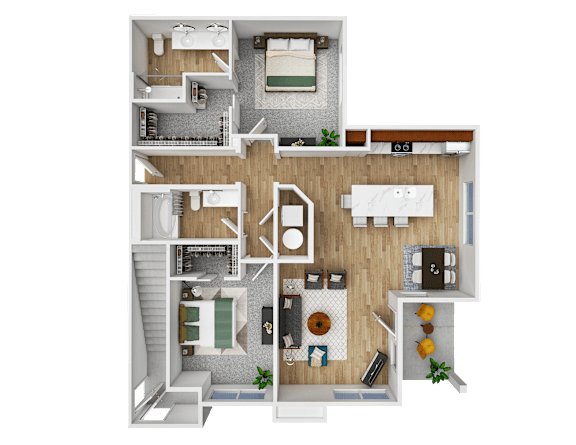 Floor Plan  A detailed 3D floor plan of a house showing all rooms and their layouts.