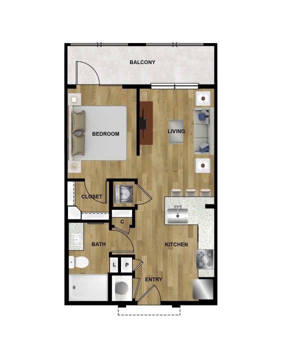 A1 Floor Plan at Brixton South Shore, Austin, TX