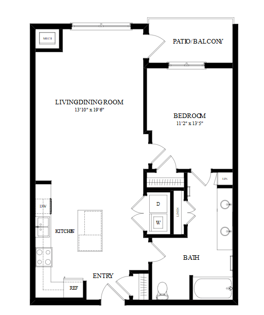 A black and white image of a floor plan for a home.