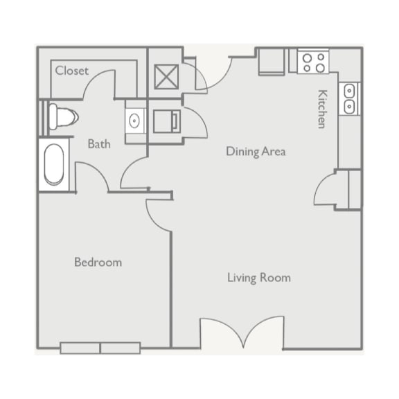 a floor plan of a house with a bedroom and a living room