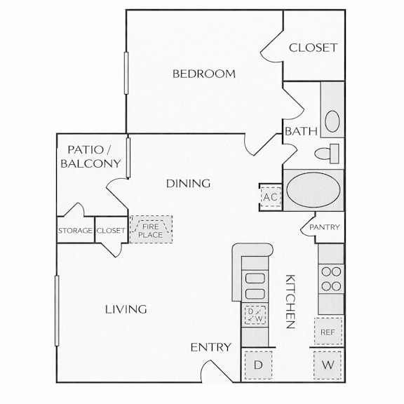 A black and white floor plan of a house with labeled rooms.