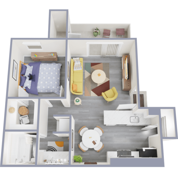 a floor plan of a 1 bedroom apartment