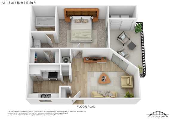 A floor plan of a one bedroom apartment with a bathroom and a living room.