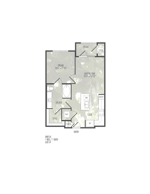 A floor plan of a house with a living room, dining room, kitchen, and bathrooms.